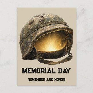 Cartão Postal Memorial Day Homenagem ao Capacete de Soldado Bril