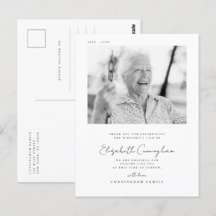 Cartão Postal Memorial Funeral Elegante Simples Moderno Chic Fot