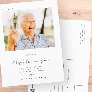 Cartão Postal Memorial Loving Memory Elegante Foto Moderna Simpl