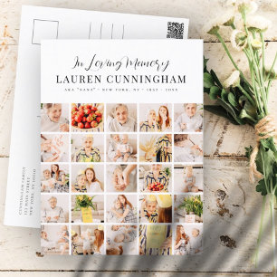 Cartão Postal Memorial Minimalista Moderno Simples Colagem de Fo