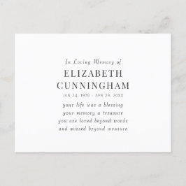 Cartão Postal Memorial Moderno Simples Citação Em Memória Com Am