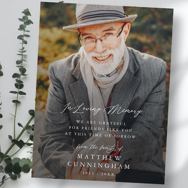 Cartão Postal Memorial Moderno Simples Em Memória Foto (Criador carregado)