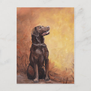 Cartão Postal "Memórias de Outono" Arte de Labrador Retriever e
