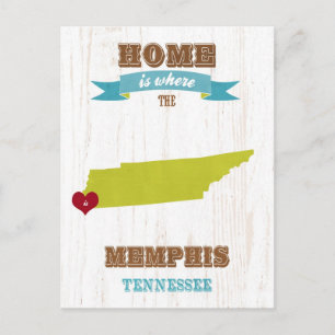Cartão Postal Memphis, Mapa do Tennessee - Lar É Onde O Coração