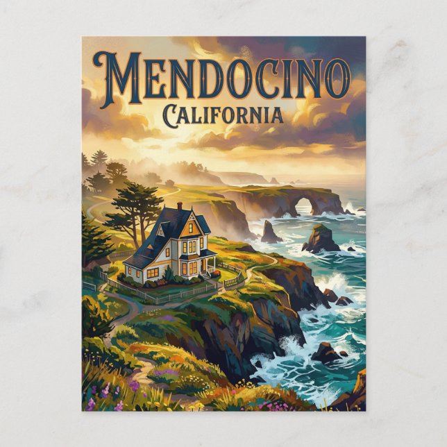 Cartão Postal Mendocino Califórnia (Frente)