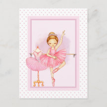 Menina bailarina & ursinho de pelúcia bolinhas ros