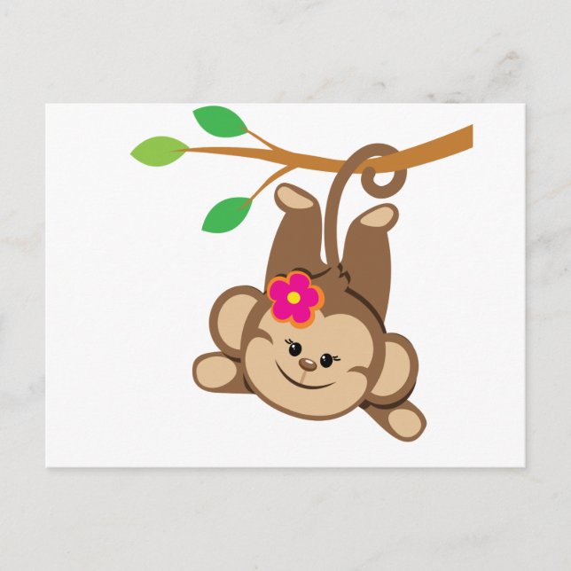 Cartão Postal Menina balançando macaco (Frente)