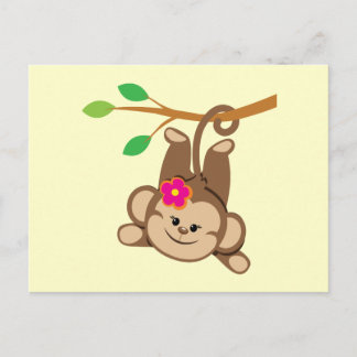 Cartão Postal Menina balançando macaco