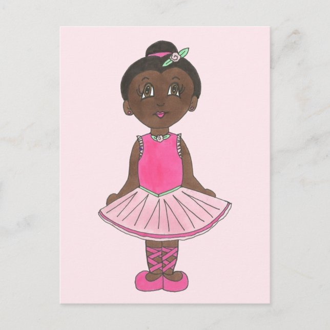 Cartão Postal Menina Ballerina Balé Dançarina Rosa Rosa Tutu Ros (Frente)