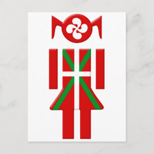 Cartão Postal Menina Basca bandeira Euskadi Bayonne