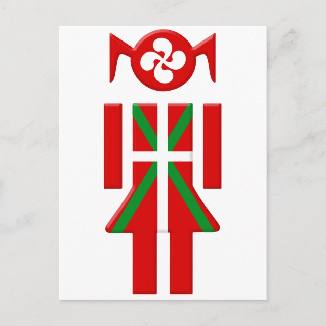 Cartão Postal Menina Basca bandeira Euskadi Bayonne (Frente)