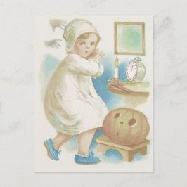 Cartão Postal Menina Bonita Fantasma Abóbora Jack O Lantern
