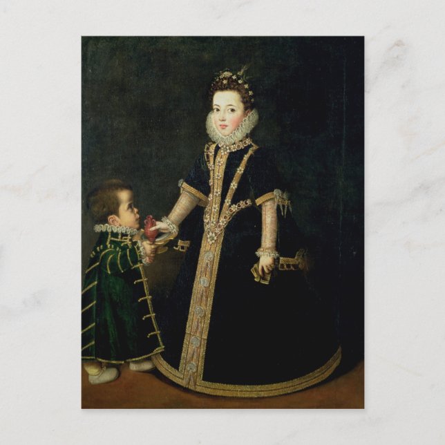 Cartão Postal Menina com anão, pensava-se que era um retrato (Frente)