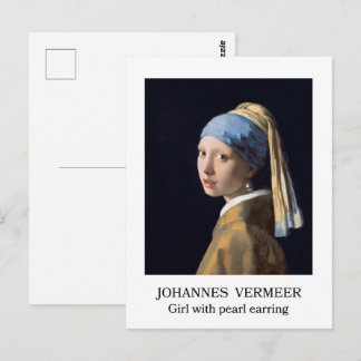 Cartão Postal Menina com brinco de pérola 1665 Johannes Vermeer