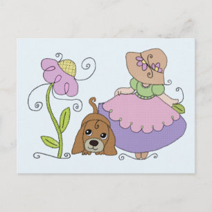 Cartão Postal Menina com cachorro