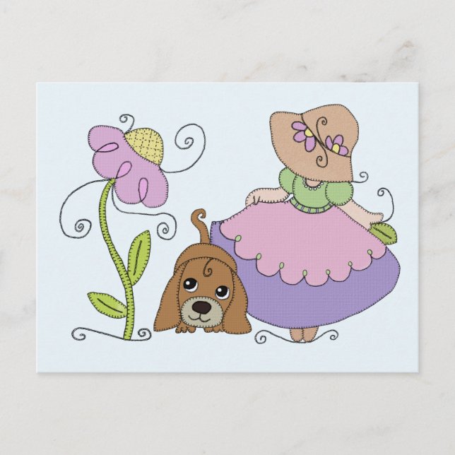 Cartão Postal Menina com cachorro (Frente)