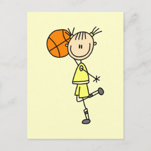 Cartão Postal Menina Com Camisetas de Basquete e Presentes