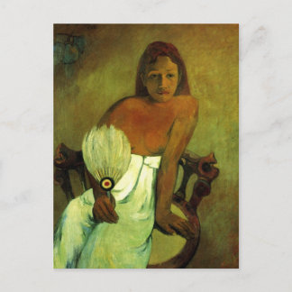 Cartão Postal Menina com fã - Paul Gauguin
