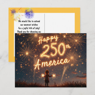 Cartão Postal Menina Com Faíscas Para o 250º Aniversário da Amér