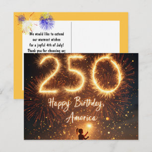 Cartão Postal Menina Com Faíscas Para o 250º Aniversário da Amér