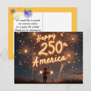 Cartão Postal Menina Com Faíscas Para o 250º Aniversário da Amér