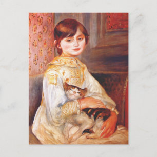 Cartão Postal Menina com Gato de Renoir