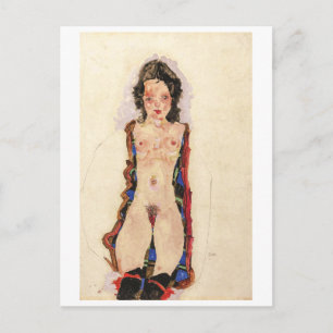 Cartão Postal Menina com Ligas Vermelhas Egon Schiele