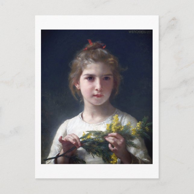 Cartão Postal Menina com Mimosa, Bouguereau (Frente)
