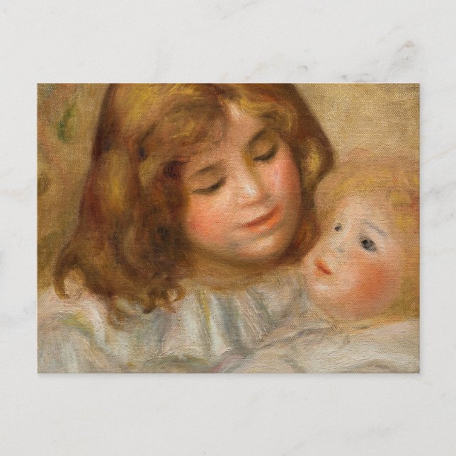 Cartão Postal Menina com sua Boneca de Pierre-Auguste Renoir (Frente)