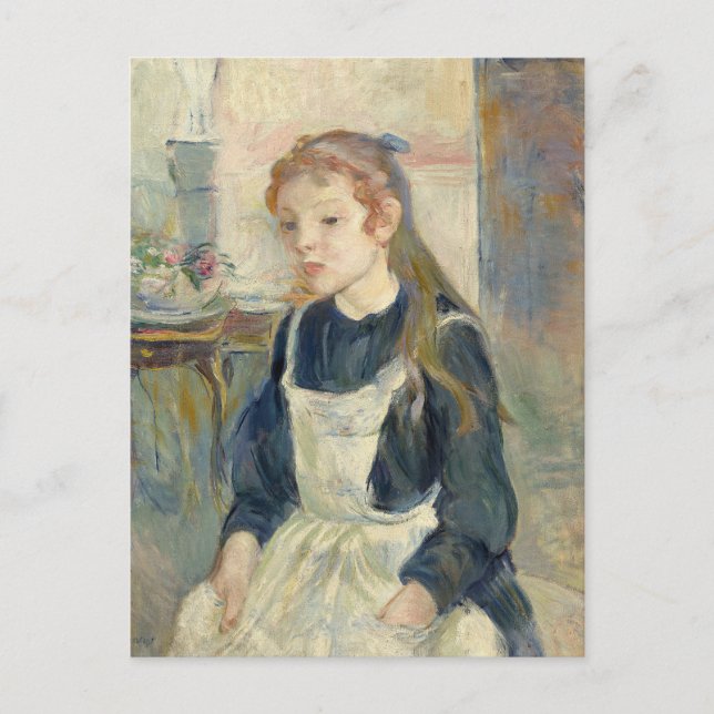 Cartão Postal Menina com um Apron | Berthe Morisot (Frente)