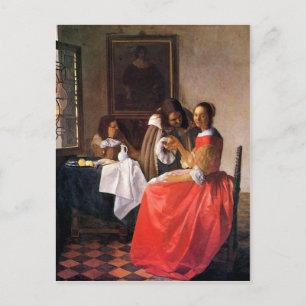 Cartão Postal Menina com um vidro de vinho por Johannes Vermeer
