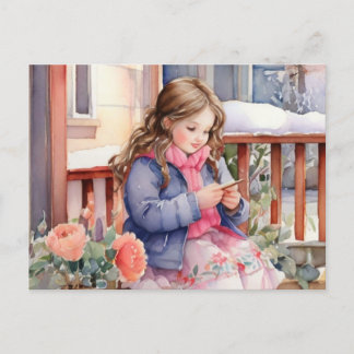 Cartão Postal Menina criando