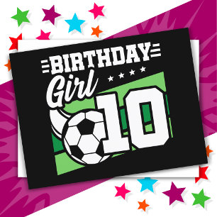 Cartão Postal Menina de 10 anos de futebol aniversário de 10 ano