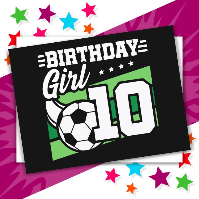 Cartão Postal Menina de 10 anos de futebol Futebol Aniversário d (Criador carregado)