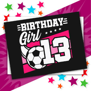 Cartão Postal Menina de 13 anos de futebol de futebol aniversári