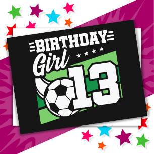 Cartão Postal Menina de 13 Anos Futebol Futebol 13º Aniversário