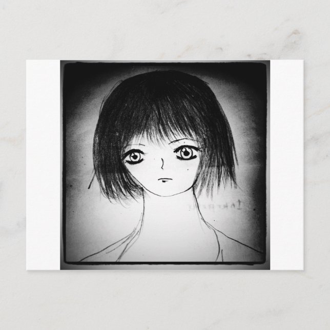 Cartão Postal Menina de animação bonito (Frente)