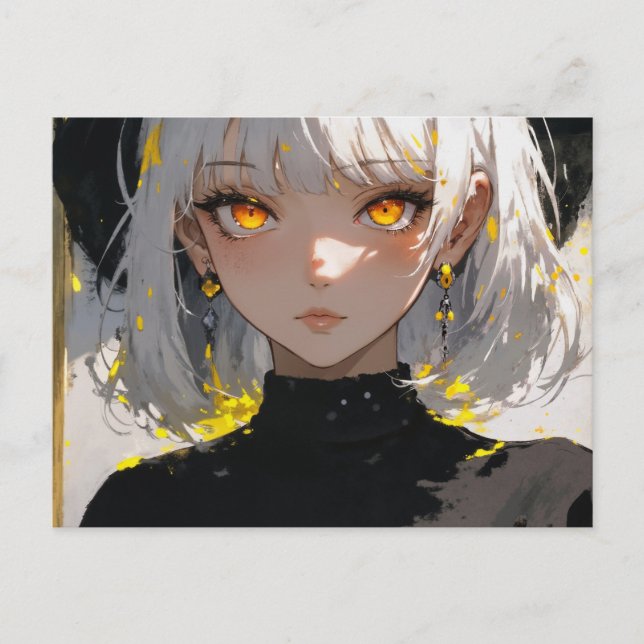 Cartão Postal Menina de animação em roupas pretas, postcross (Frente)