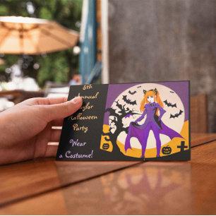 Cartão Postal Menina de Animes em Convidados para Festas de Hall