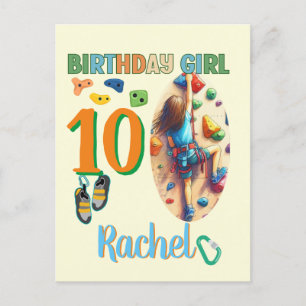 Cartão Postal Menina de Aniversário de Escalada de Rocha Pronta 