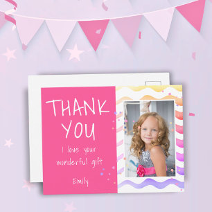 Cartão Postal Menina de Aniversário Foto Obrigada