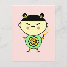 Cartão Postal Menina de energia do ventilador