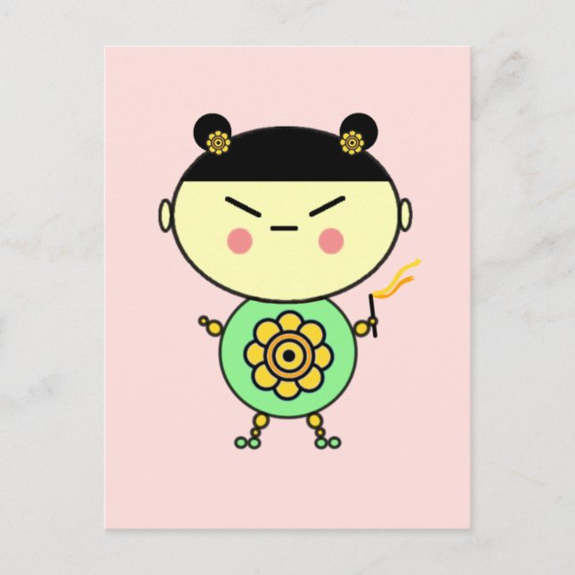 Cartão Postal Menina de energia do ventilador (Frente)