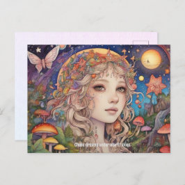 Cartão Postal Menina de fantasia mística - Magia personalizada