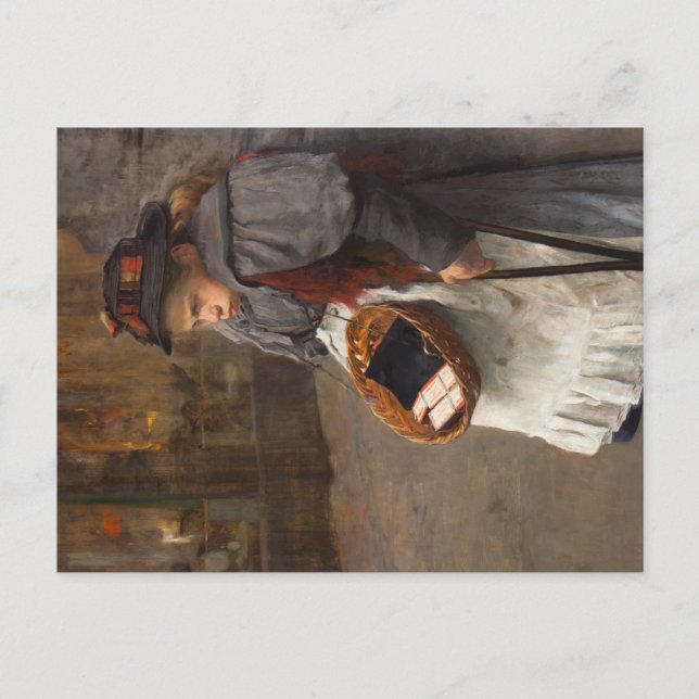 Cartão Postal Menina de Fósforos Garoto de Rua Pobreza Urbana (Frente)