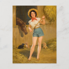Cartão Postal Menina de pinup de fazendeiro