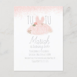 Cartão Postal Menina de Tutu Mínimo Aniversário Fazendo Dois Bri