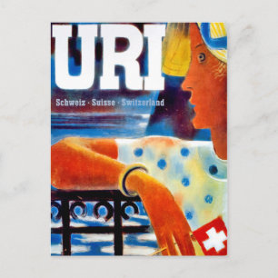 Cartão Postal Menina de Uri, Suíça. Viagem antiga
