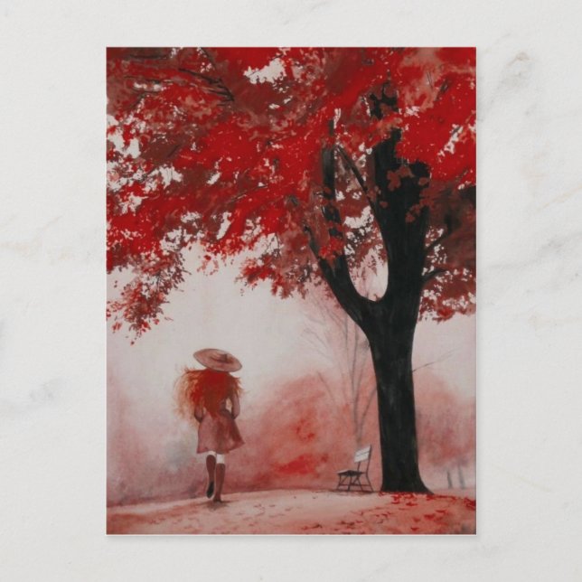 Cartão Postal menina do outono (Frente)