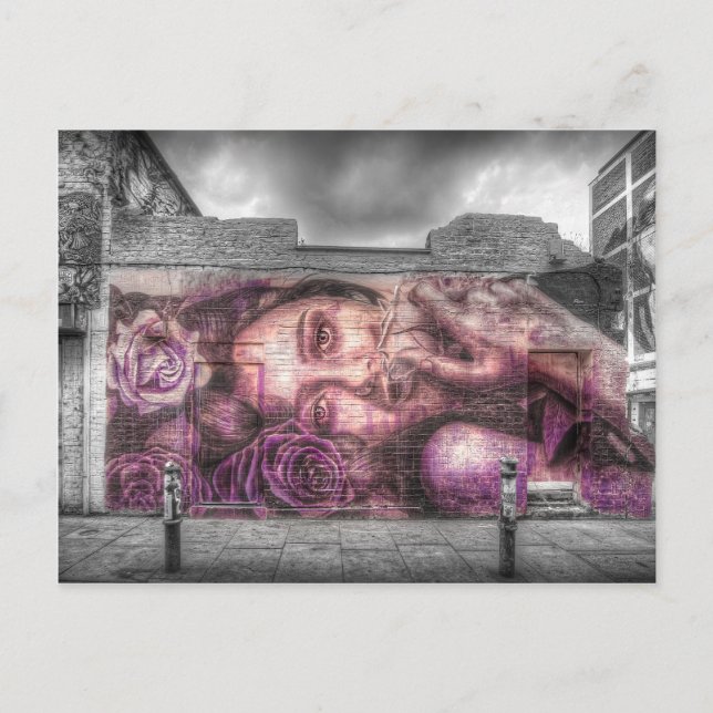 Cartão Postal Menina dos grafites, Shoreditch Londres (Frente)